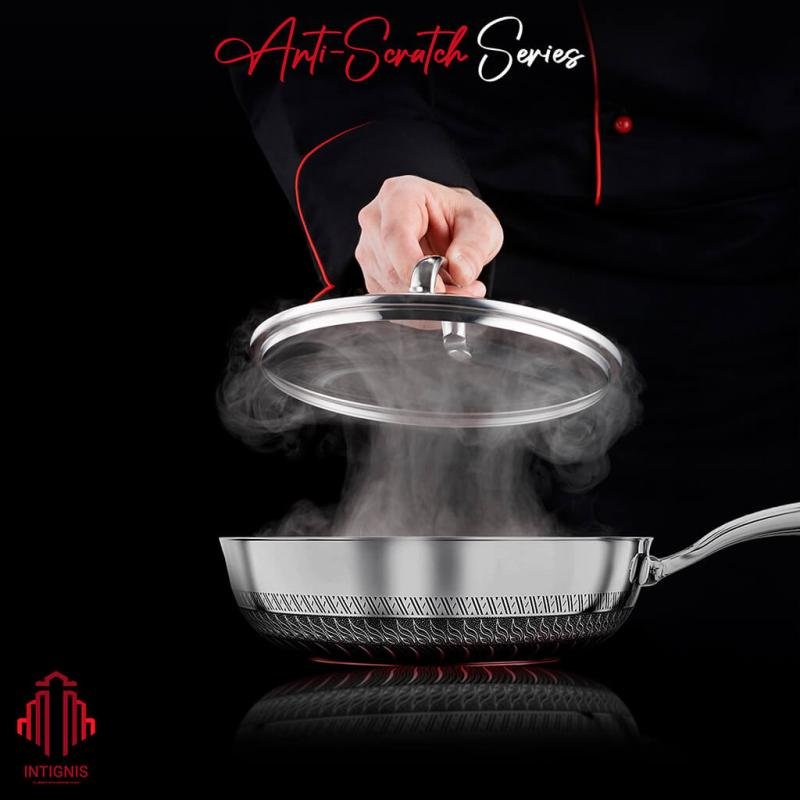 Stainless Steel Deep Frying Pan with Lid - 4.5 Liter